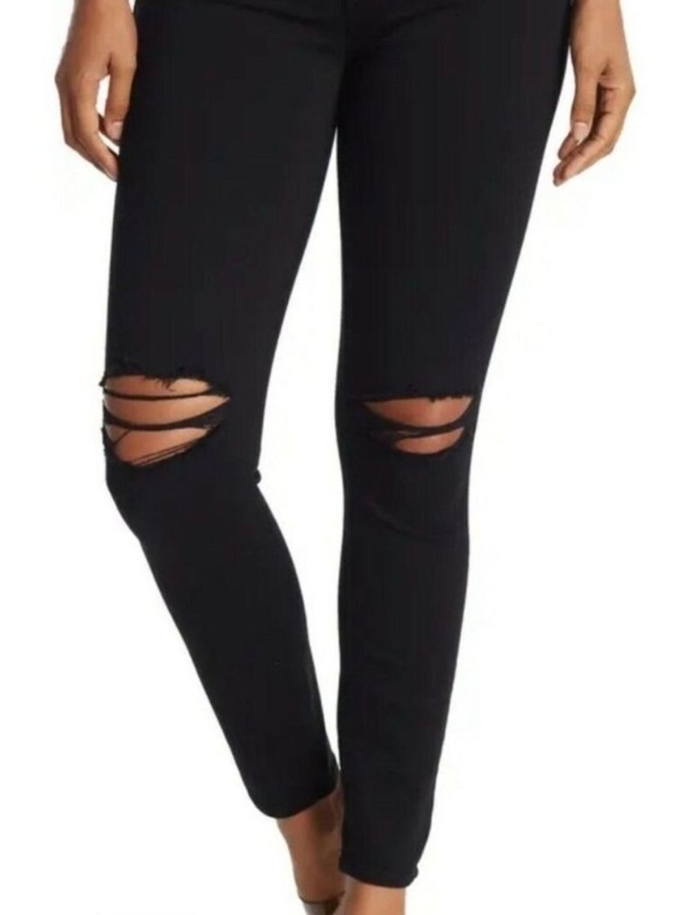 PAIGE Verdugo Ankle Distressed Black Slim-Fit Jeans